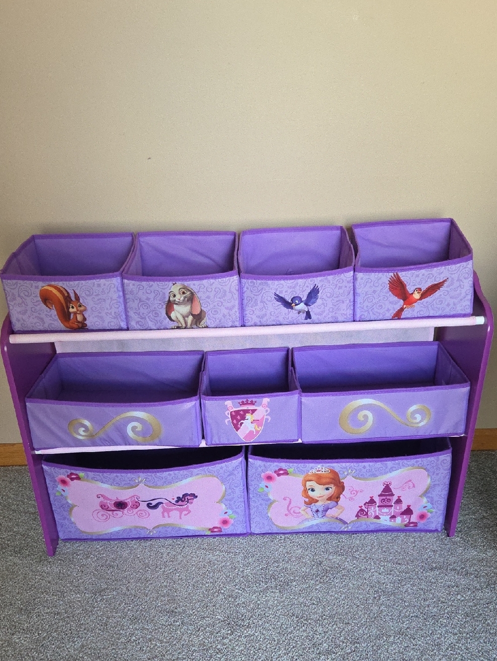 Purple Princess Toy Organizer with Character Panels